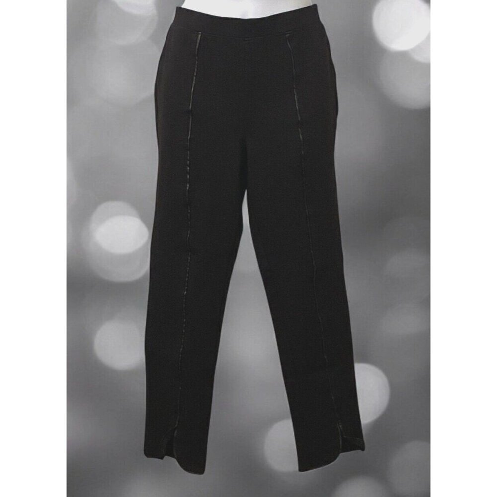 Joan Vass Womens Leggings Size M Black Mid Rise Tapered Leg - Picture 6 of 12